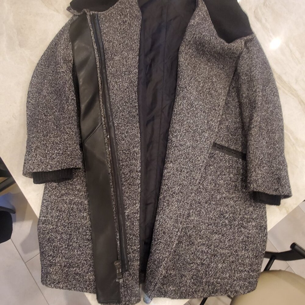 Vince Wool Winter Coat Grey Black EUC - Picture 2 of 5